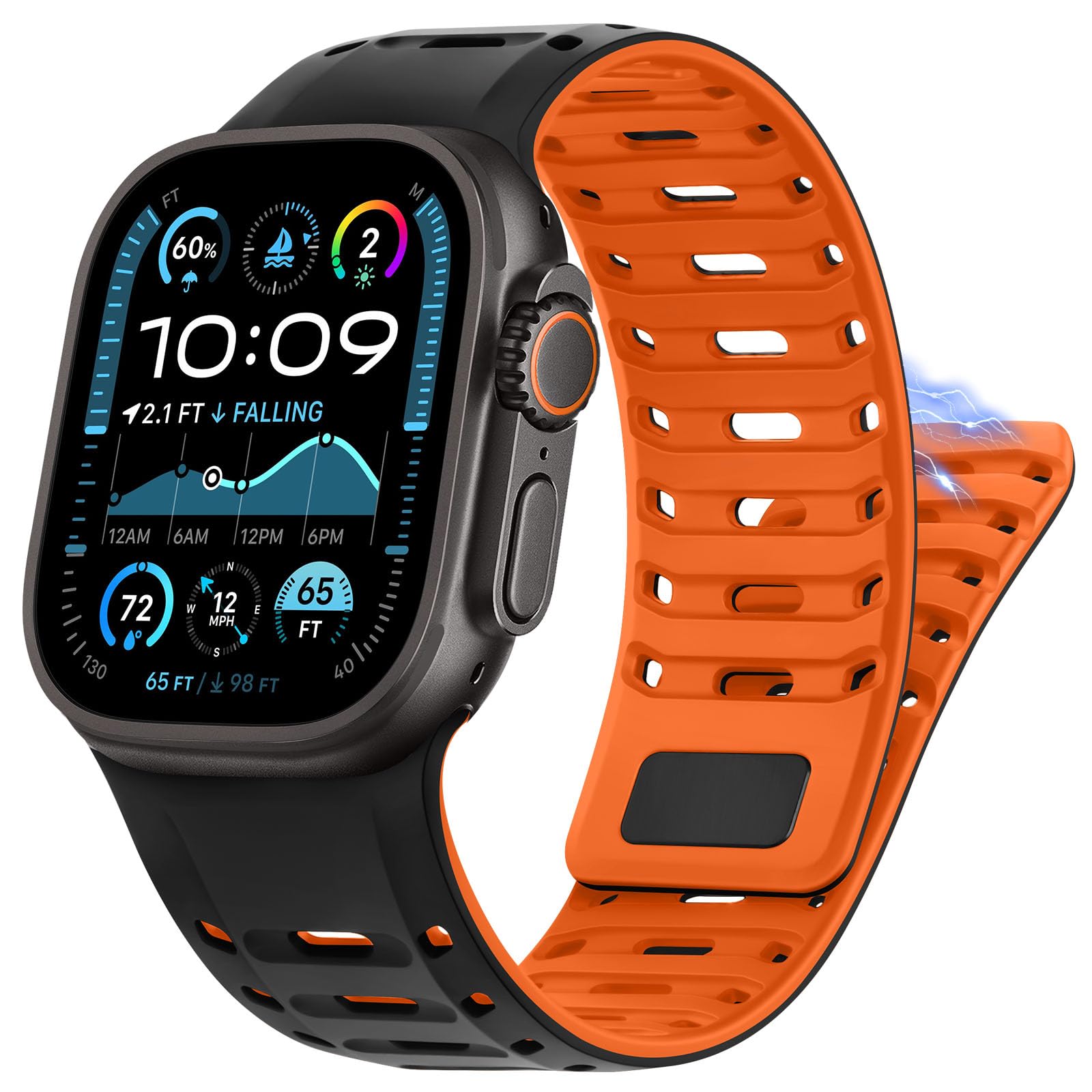 

Magnetic Silicone Strap For Apple Watch Bands 45mm 44mm 42mm 46mm 49mm Bracelet correa IWatch Series 10 SE 9 8 7 6 Ultra 2 3 11 42 44 45 46 49mm