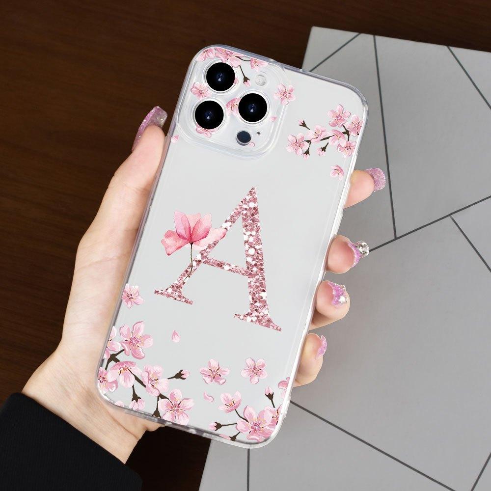 Letter A Printed Transparent Phone Case Suitable for iPhone 17 16 15 14 13 12 11Pro/Max/Plus Anti Drop and Shockproof Back Cover