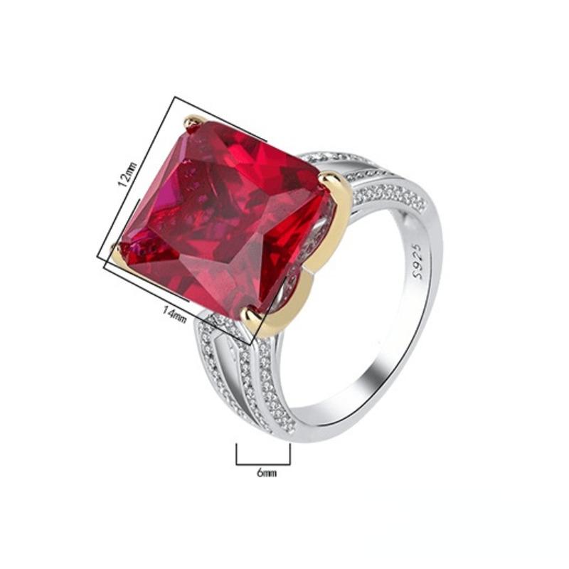 Gica Gema Bague de fiançailles en argent Sterling 925, 12x14mm, pierres précieuses en Zircons, pierre de naissance, bijoux fins pour mariage
