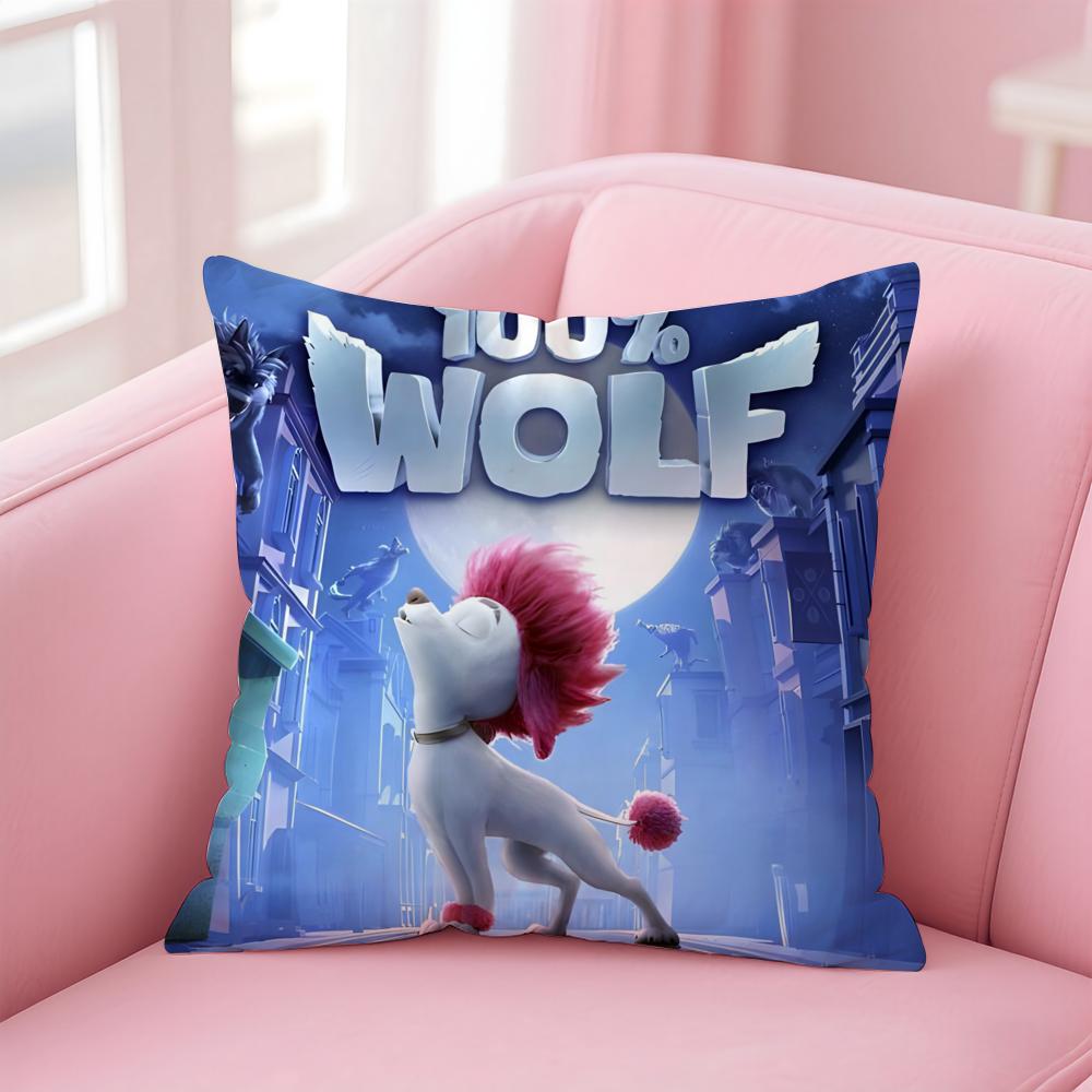 100% W-Wolf Cute Anime Cushion Cover Comfortable Reversible Pillow Cover Ideal For Car Sofa Bedroom & Beyond