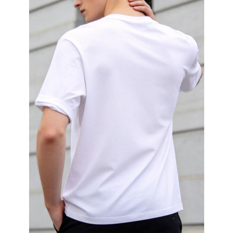 T-shirt con Stampa Farfalle, Taglia Europea, Girocollo Casual, Vestibilità Regolare, Manica Corta, Tessuto Leggermente Elasticizzato Per Uomo, Ideale Per Estate e Uso Quotidiano