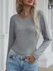 New 2023 Autumn/Winter European & American Women's Solid Color Round Neck Long Sleeve T-shirt