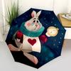 Disney Rabbit, Alice In Wonderland Automatic Open/Close Fashion Umbrella - Cute Umbrella with Cute Design, Portable 3-Fold Compact Umbrella