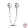 Real 925 Silver Stars & Moon Sunflower Safety Chains Spacer Beads Charms Fit Qikaola 925 Bracelets DIY Jewelry