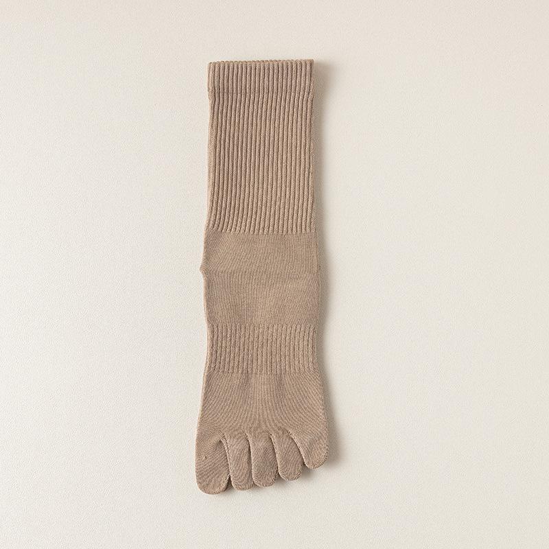 Men's Seamless Split Toe Cotton Socks: Solid & Striped, Breathable, Antibacterial, Anti-Odor, Mid-Calf Casual.