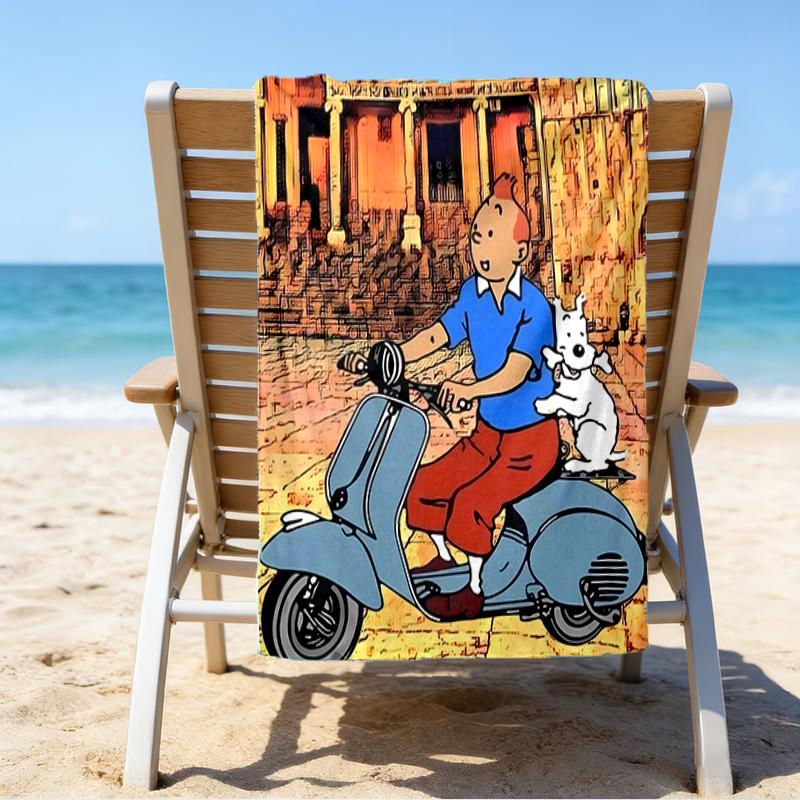 Beweis Strandtuch mit einem Muster von Die Abenteuer von Tim und Struppi1 - weich, saugfähig, schnell trocknend, maschinenwaschbar - perfekt für Schwimmen, Camping, Baden