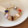 Rhinestone Retro Enamel Bangle Resin Women's Hand Bracelet Baroque Bracelet  Party Dress