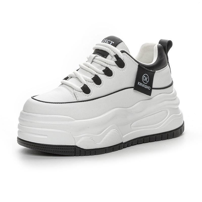 5603 Super Fire Year Spring New Thick-soled Cowhide Little White Shoes Classic Board Shoes Lace-up Height Increasing Casual Shoes Women