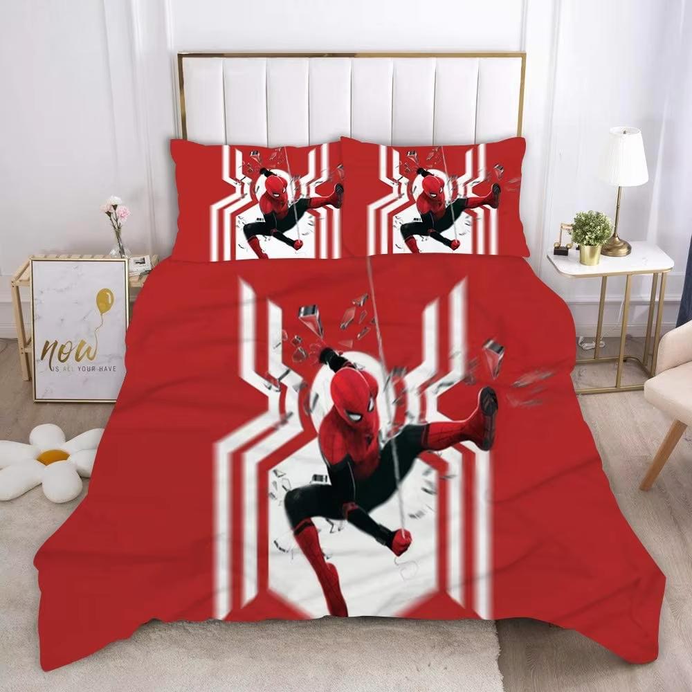 Marvel Comics Spider-Man Set Biancheria da Letto Anime Copripiumino 1009 Poliestere Adatto per Bambini e Adulti Set da 3 Pezzi