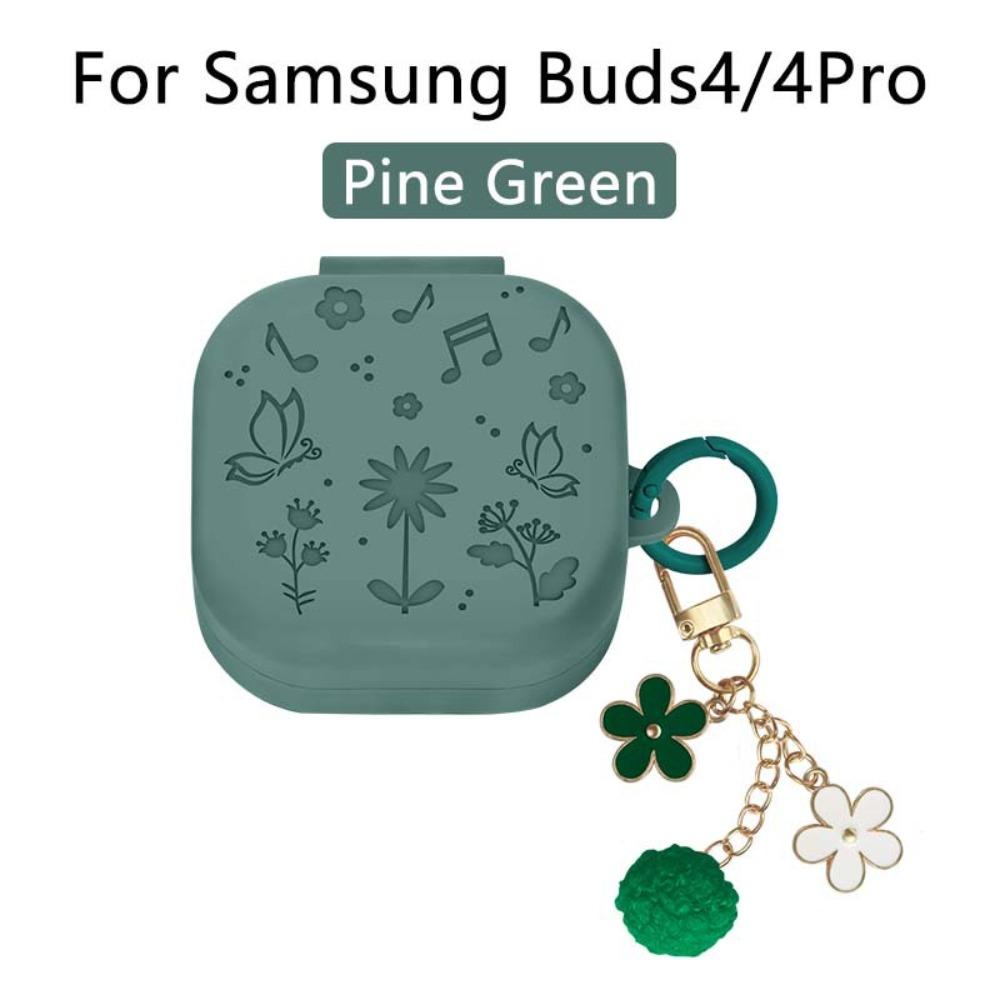 

with Cleaner Kit Earphone Case Anti-fall Charging Box Sleeve for Samsung Buds 4/4 Pro Green-1