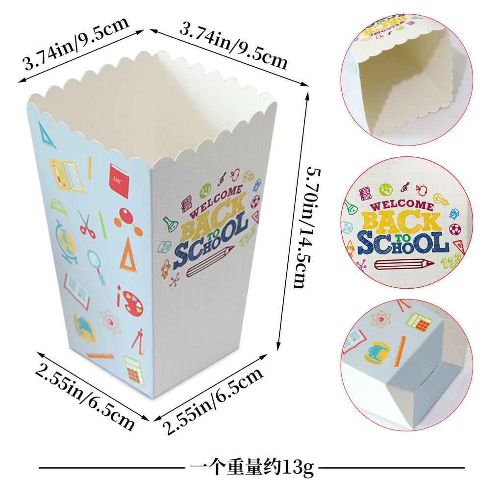 School Season Baked Goods Packaging Box Back To School Season Classroom Party Disposable Popcorn Box Customized Leisure