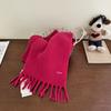 ~ Solid color wool scarf women's winter high-end soft waxy knitted scarf