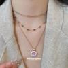New multi-layer colored stone drip oval necklace niche design sense collarbone chain fashionable versatile neck chain