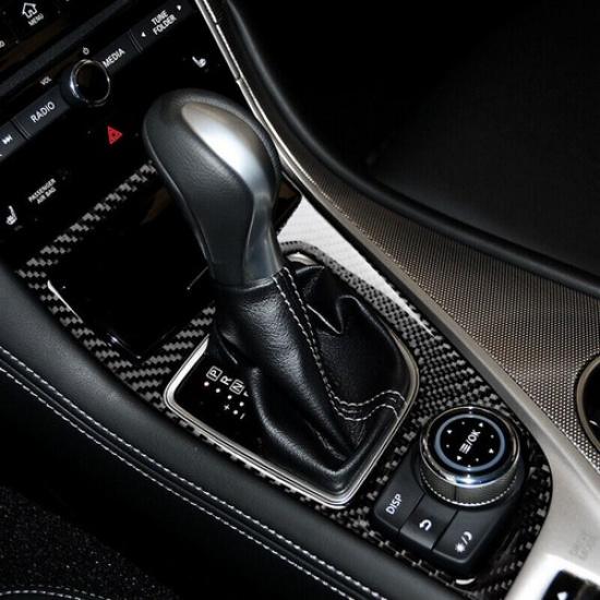 1x Real Carbon Fiber Car Gear Shift Panel Cover Trim For 14-20 Infiniti Q50 Q60