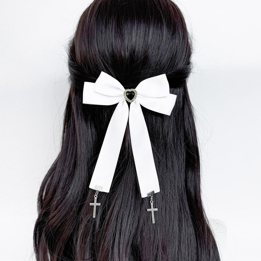 Bowknot Hair Clip Cross Pendant Hair Pin Subculture Hair Barrettes NonSlip Teens Girl Cool Hair Decors Ponytail Holder