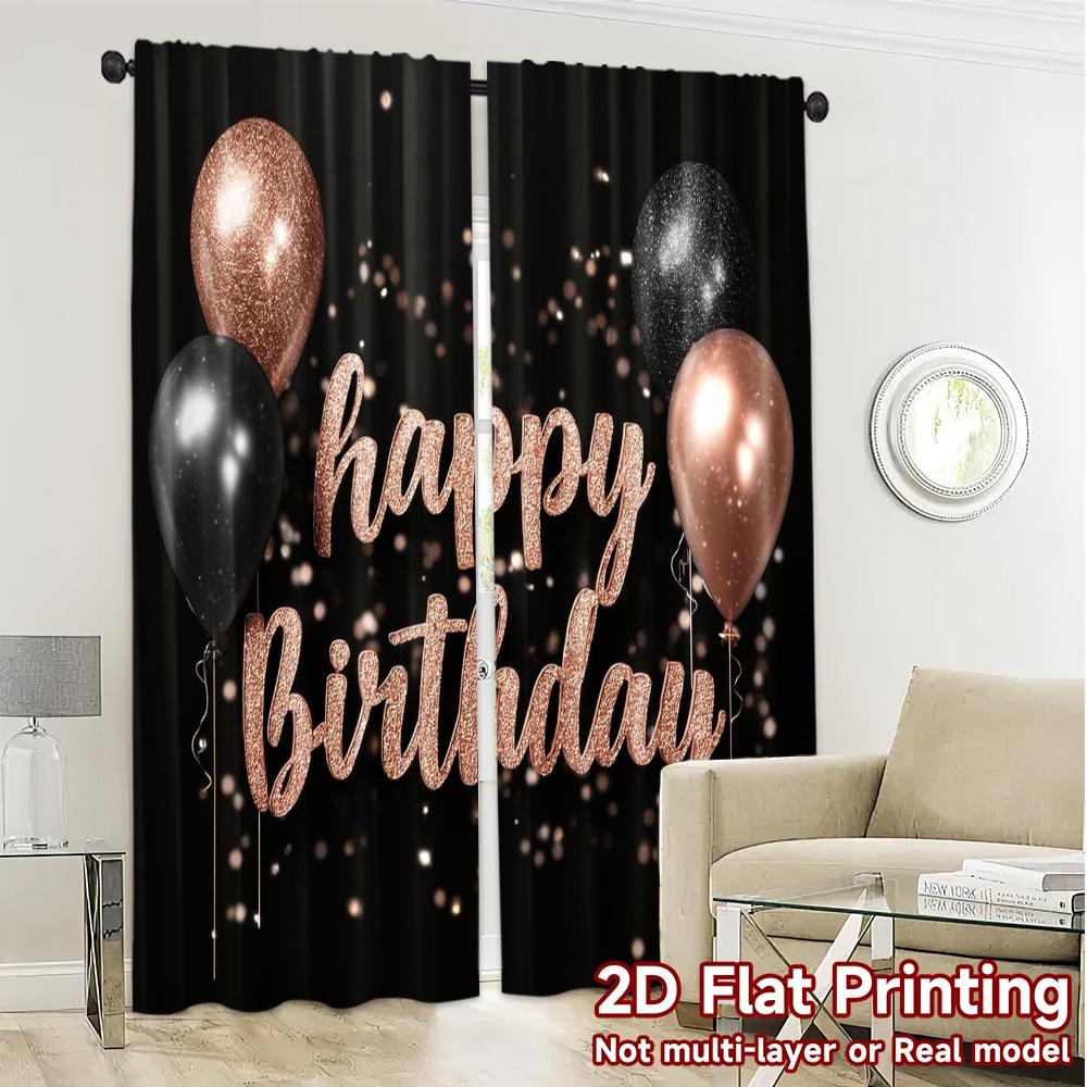 2pcs   2D FLAT PRINTING Curtains (Without Rod) Birthday Glow(1) Modern Window Curtain 100% Polyester Curtains Decorations