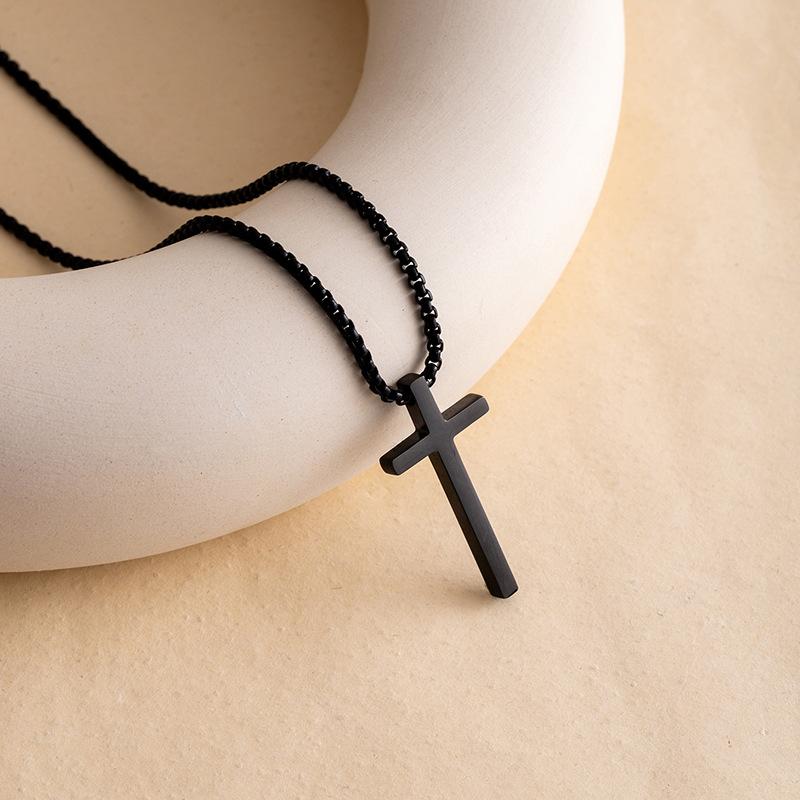 Stainless Steel Cross Necklace Wind Retro Trend Simple Pendant Sweater Chain Wind Versatile Neck Chain