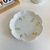 6/8.5inch Flower Ceramic Dinner Plate Kitchen Relief Frosted Plate For Pasta, Bread, Dessert Restaurant Tableware Service Dish