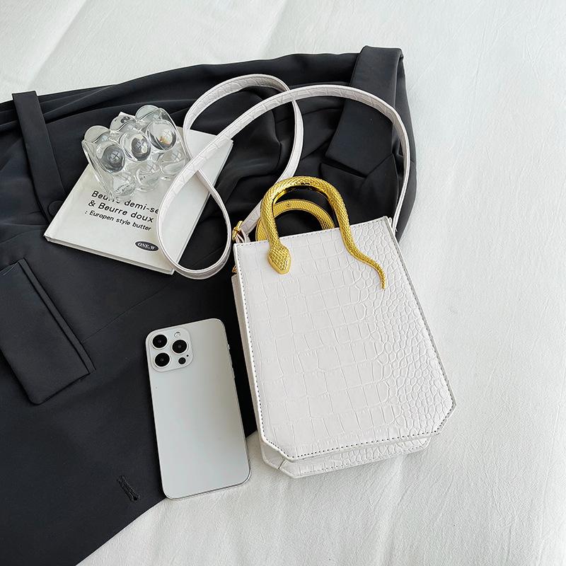 Internet Celebrity Bag New 2025 Korean Version Stone Pattern Personalized Handbag Ins Women Glossy Messenger Tote Bag Pu