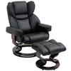 Recliner Chair with Ottoman, Swivel TV Chair with Recline Function, Faux Leather, Black