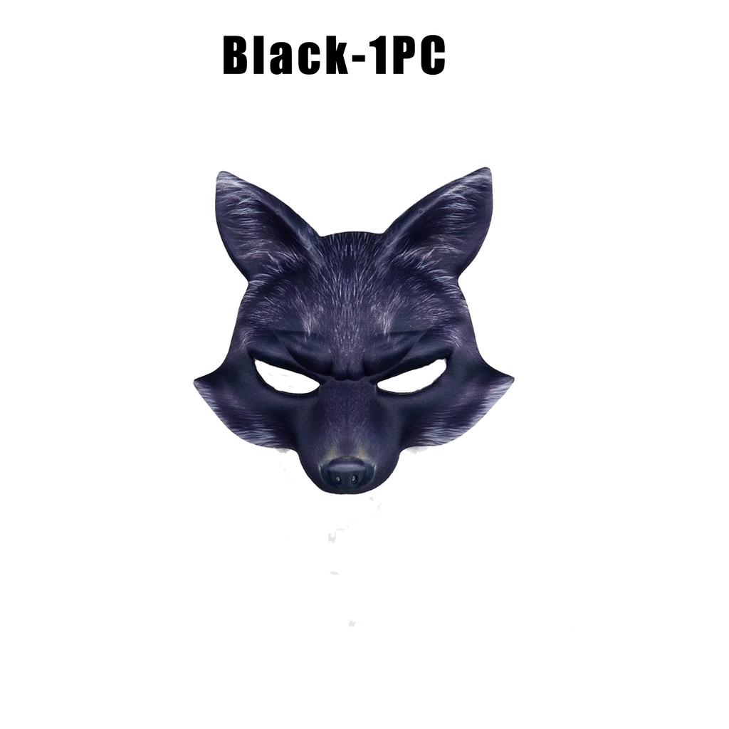 Breathable EVA Fox Half Mask Halloween Animal Cosplay Prop White Fur Effect Party Masquerade Lightweight Face Cover