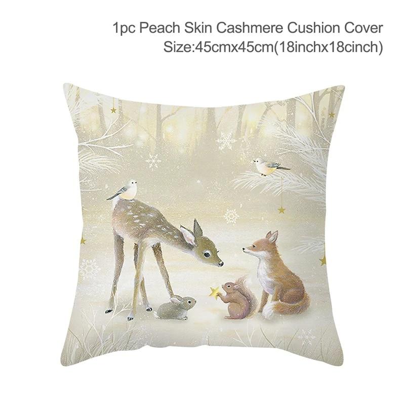 Santa Claus Christmas Tree Snow Scene Snowman Animal Deer Rabbit Bird Fox Sofa Seat Bedroom Car Office Decoration Pillowcase