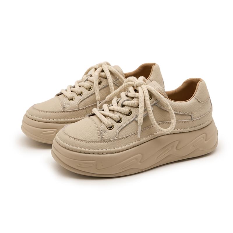 Fashion AIYUQI 2025 New Women's Sneakers Thick-soled Lace-Up Shoes Women Casual Shoes Large-Size Flat Skateboard Female Shoes