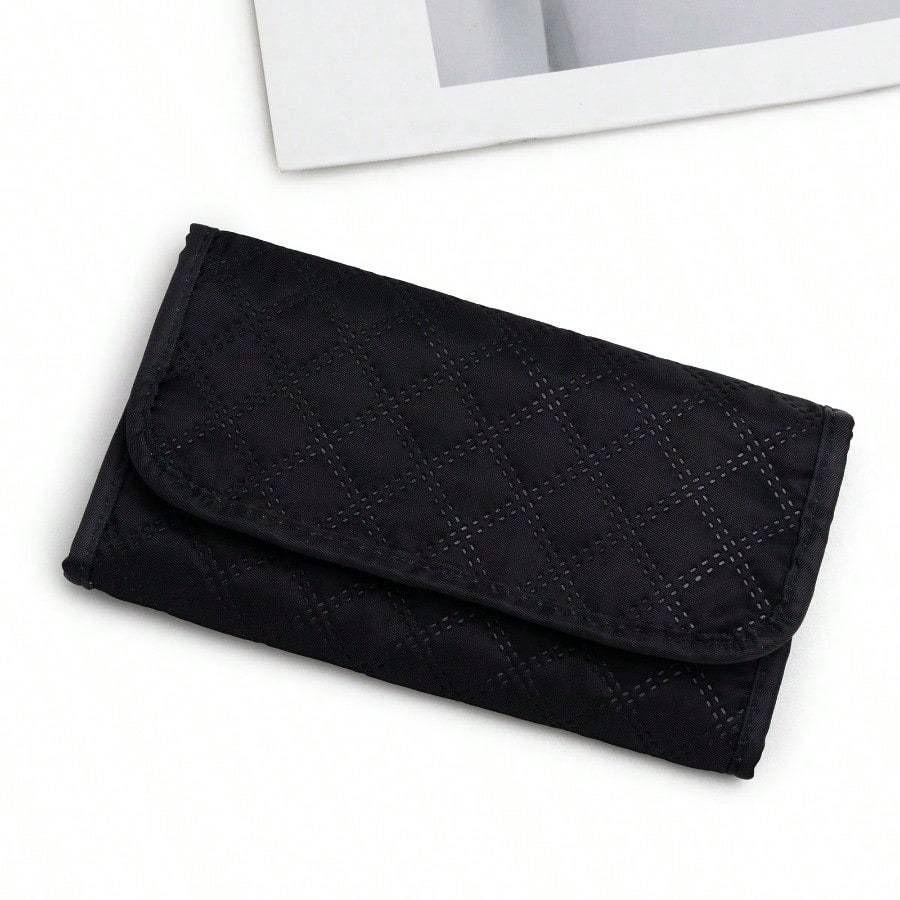 Resesmyckeskrin Organizer, Vikbar Förvaringsrulle för Örhängen, Halsband, Ringar, Armband, Broscher, Svart