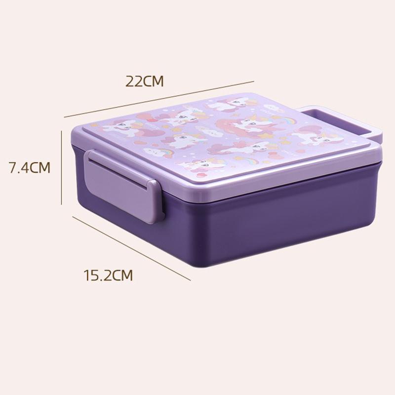 Lunch Box for Kids Cartoon Fruit Salad Bento Box with Tableware Portable Student Office Workers Food Containers Microware Safe
