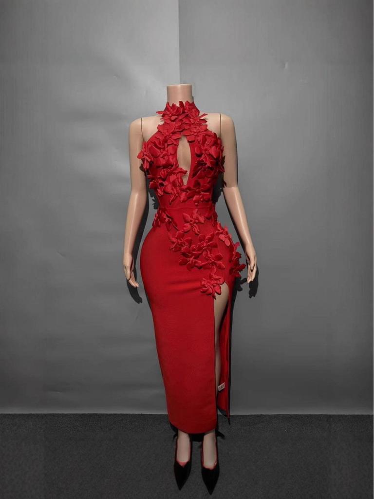 Elegant Högkvalitativ Bandage Halterneck Lågskuren Festklänning