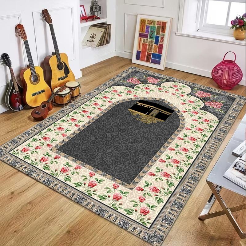 

Vintage Islamic Prayer Rug Mihrab Geometric Print NonSlip Floor Mat for Mosque Living Room Bedroom Muslim Home Decor 40X60CM