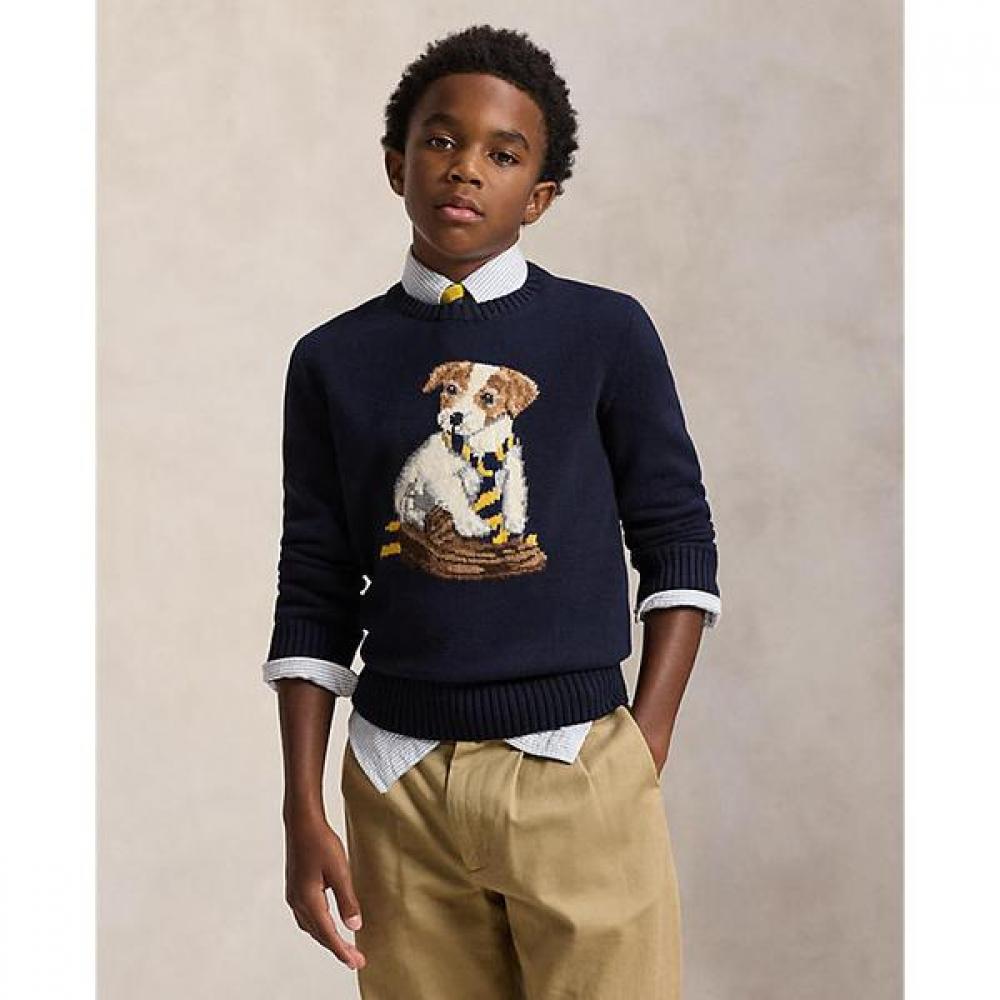 Polo Kids Boys Dog Intarsia Cotton Sweater 8 18 Years  Cwposwey6820641410 S