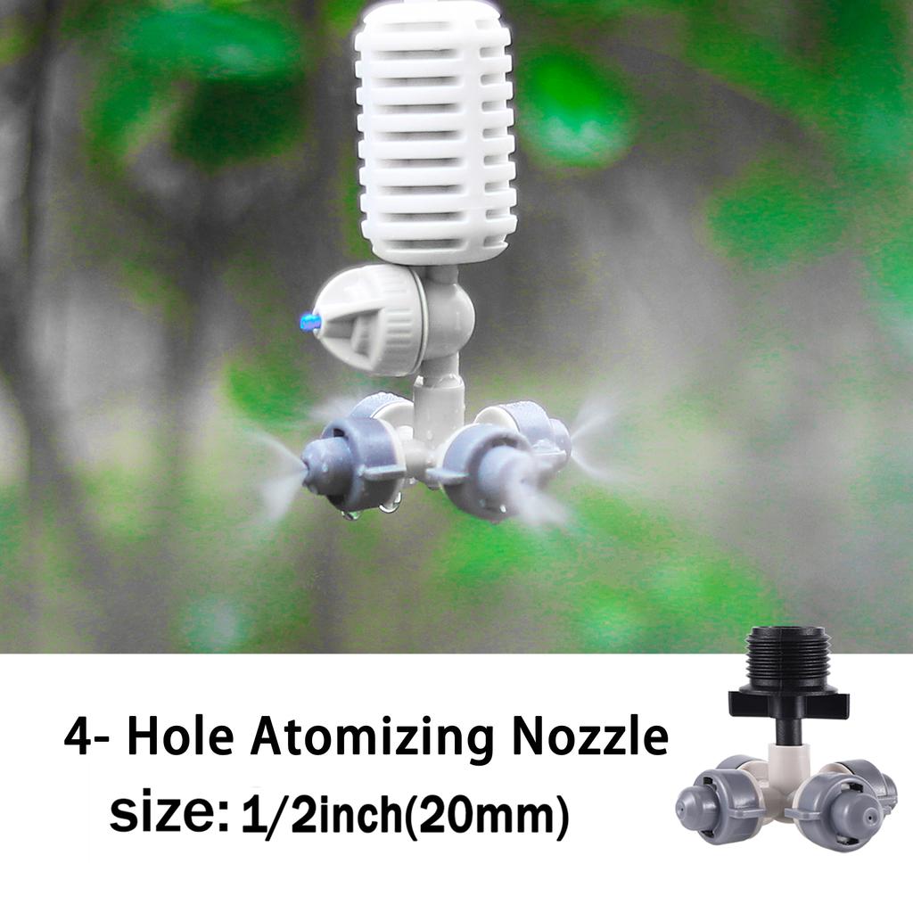 4/7mm Hanging Irrigation Cross Atomizing Nozzle, Drip Irrigation Garden Greenhouse Indoor Humidifier with Valve Anti-Drip Nozzle