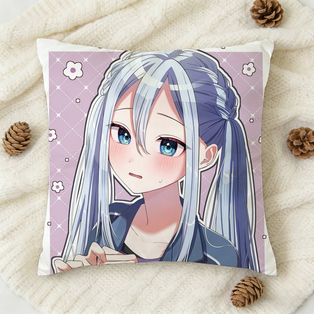 Yoisaki Kanade Cartoon Style Doublesided Printed Square Decorative Cushion Cover for Sofa Living Room Home Decor