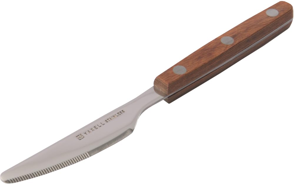 Yaksel Steak Spoon Set for Professional Made In Reinforced Wooden Handle That Feels Comfortable In the 12550 Knife, Fork, 3-Piece Use, Heat-Resistant