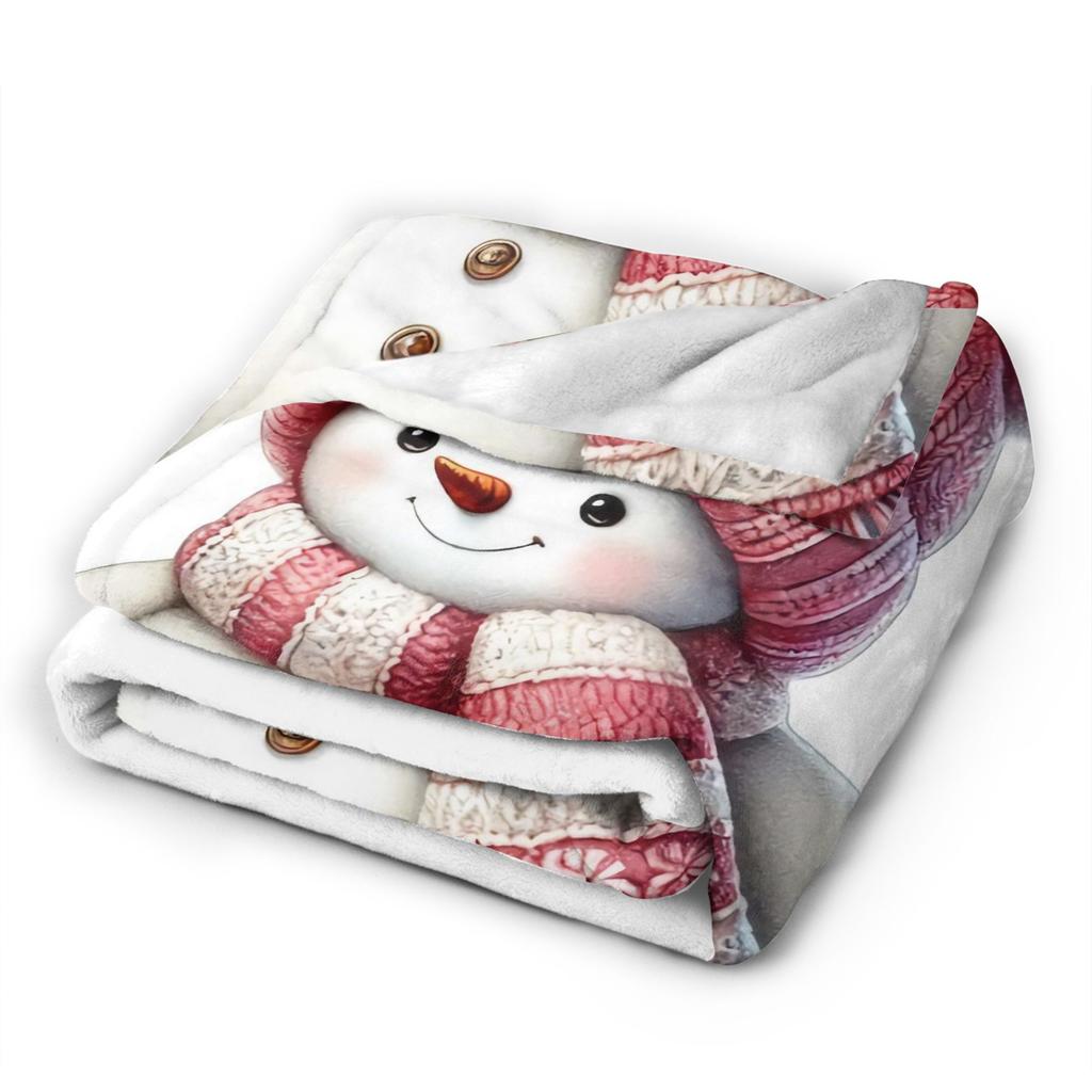 Christmas Snowman Warm Soft Blanket Kids Adult Plush Throw Blanket Fashion Living Room Flannel Bedspread Sofa Bed Cover