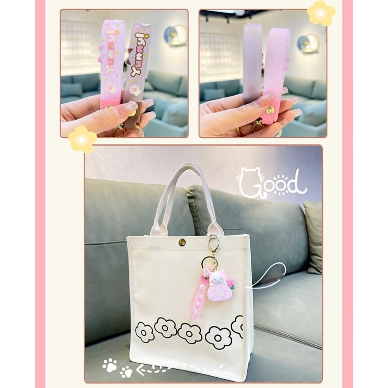 Cartoon Cat Cake  Roll Keychain Jewelry Chic Cat Cake Roll Pendant Keyrings Phone Lanyard Key Chain Charm for Bag Purse