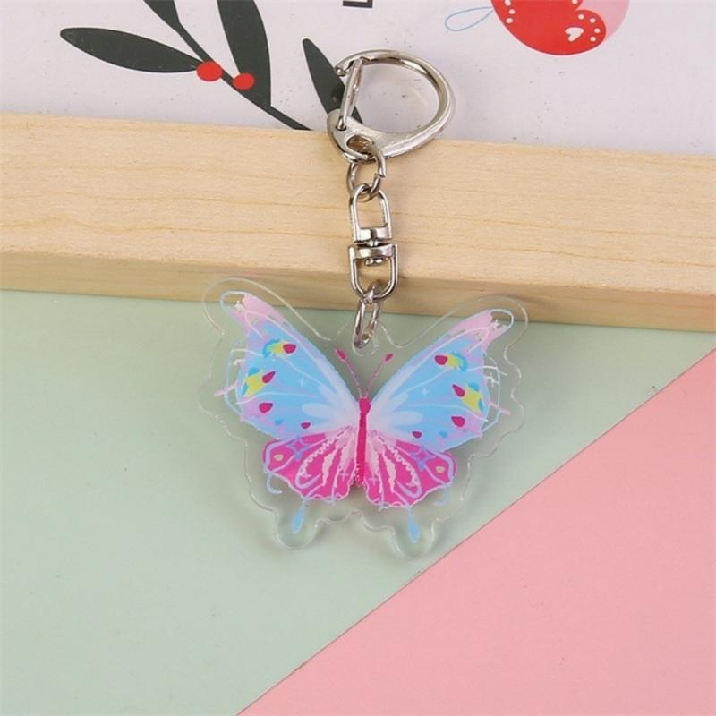 Plastic Butterfly Shaped Keychain Gift for Women Girl Keys Bags and Phones Charm Decorative Butterfly Key Rings