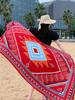 New Summer Elegant Women Silk Scarf Beach Wrap Shawl Vintage Red Plaid Print Sunscreen Bandana Hijab Mujer Bohemian Scarve Pareo