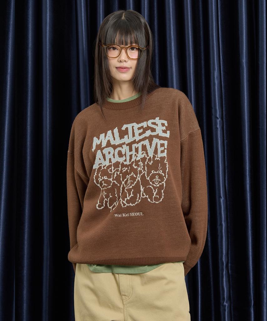 WAIKEI Maltese Archive Line Graphic Knit Ver.2 Brown