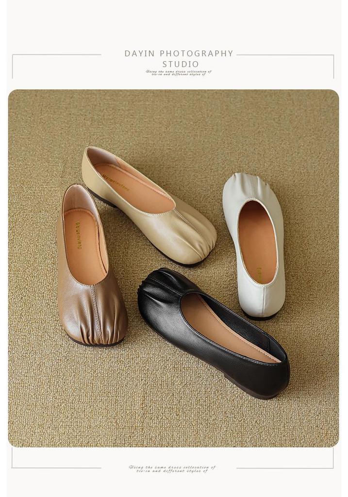 Women's 2025 Genuine Leather Vintage Slip-On Flats - Soft Sole Versatile Spring Shoes