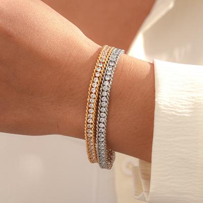 Chaîne à enroulement diamantée métallique Bracelet réglable Bijoux de mode