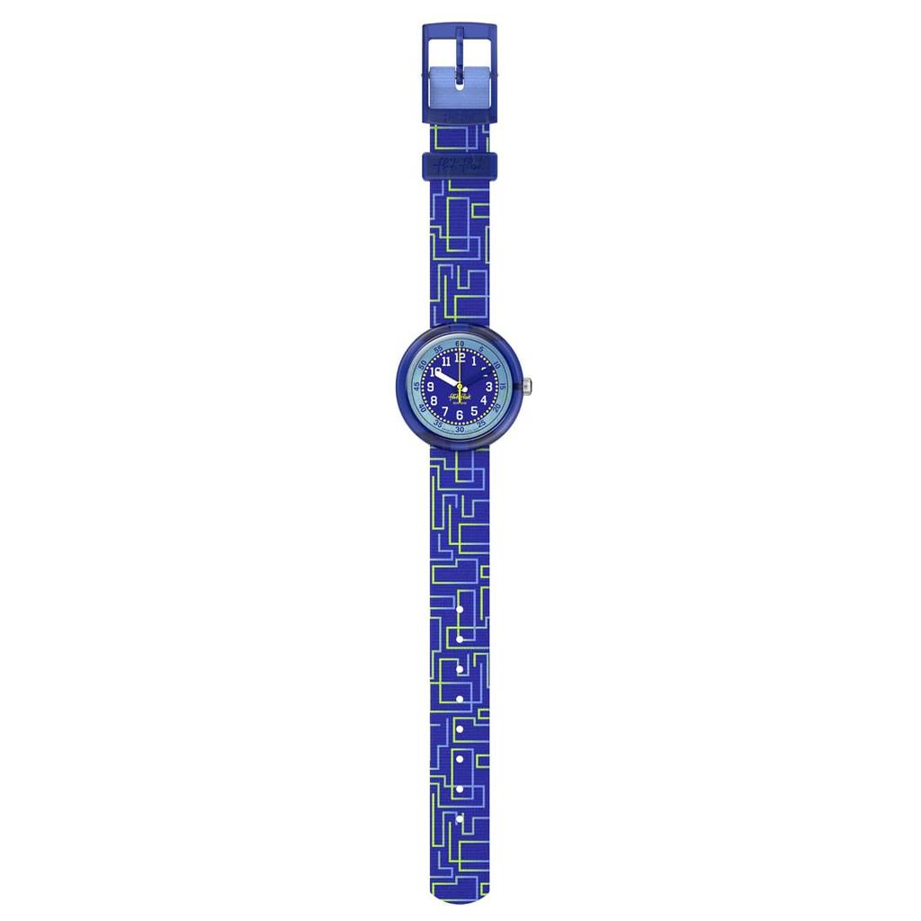 Wristwatch CRAZY MAZE FPNP182 Blue [Flick Flack] Kids' Boys'