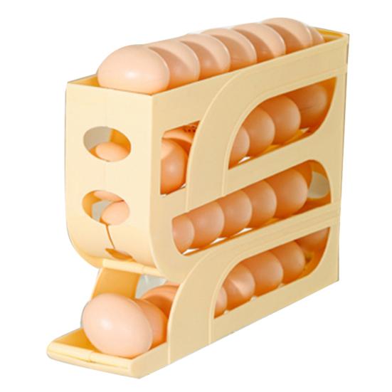 Fridge Side Door Slide Egg Rack Rolling Four Tiers Automatic Stoarge Large Capacity 30