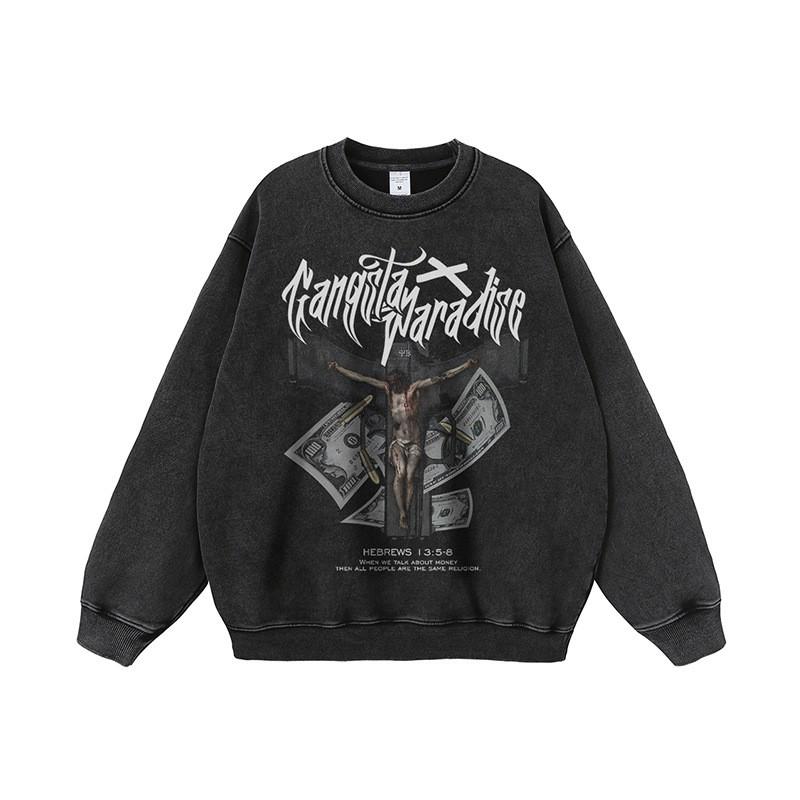 Mens Oversized Hip Hop Streetwear Hoodie With Graphic Print Cotton Long Sleeve Loose Fit Casual Sweatshirt