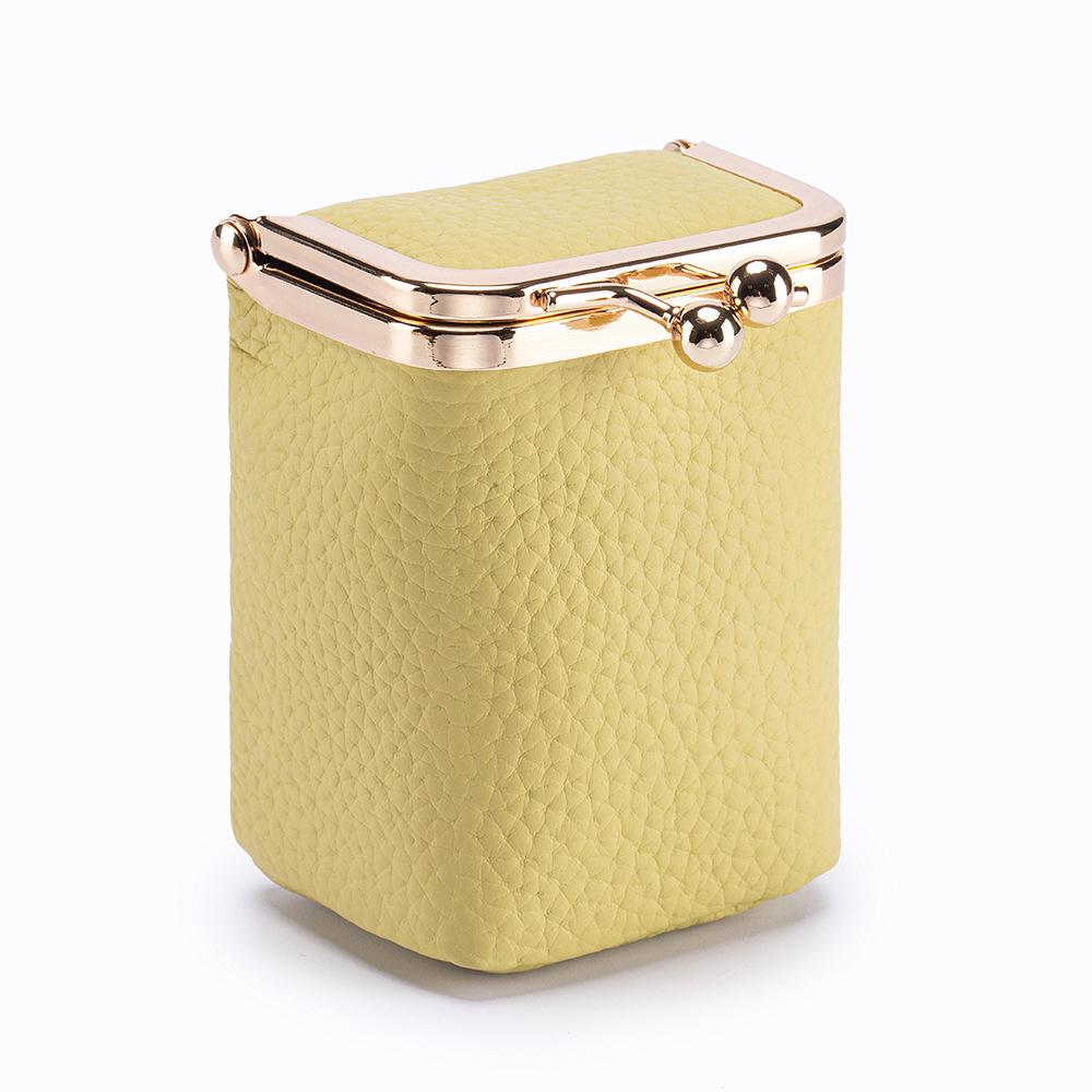

New Wallets Genuine Leather Purses Brand Kiss Lock Wallet Soft Small Cowhide Money Bag Cute Makeup Pouch Lipstick Organizer Case жовтий