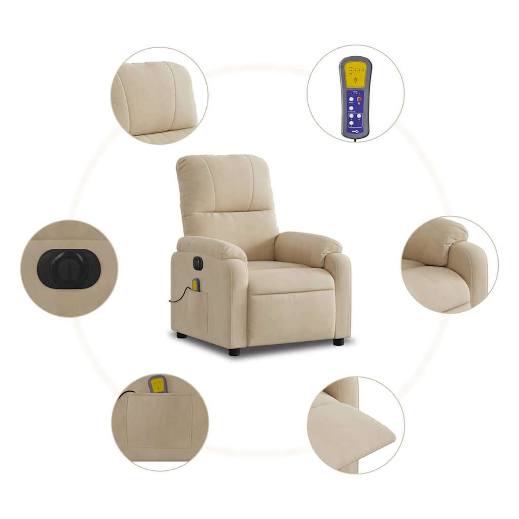 Electric Massage Chair Cream Microfiber Fabric