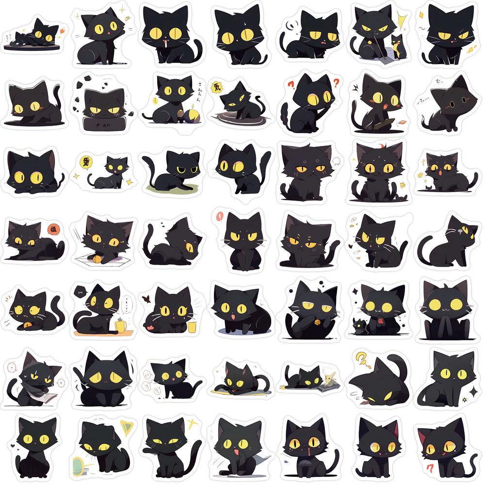 10/30/50/100pcs Cute Anime Little Black Cat Stickers Kawaii Cartoon Sticker Waterproof DIY Laptop Phone Luggage Graffiti Decals