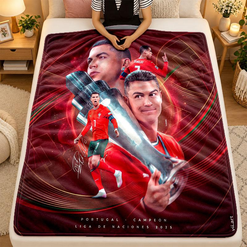 Koc Flanelowy Cristiano Ronaldo Ciepły Miękki Koc Rzutowy do Użytku Wewnętrznego Sofa Łóżko Salon