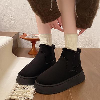 Fashion 2024 Hot Sale Women's Shoes Slip-on Women's Boots Fashion Short Plush Daily Boots Women Winter Round Toe Keep Warm Snow Boots